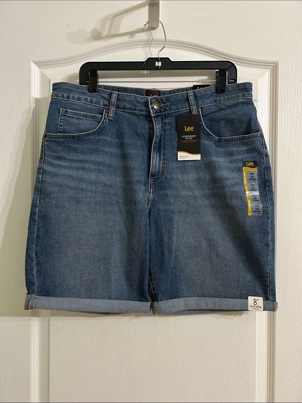 Lee Blue Mid-Wash Denim Bermuda Shorts